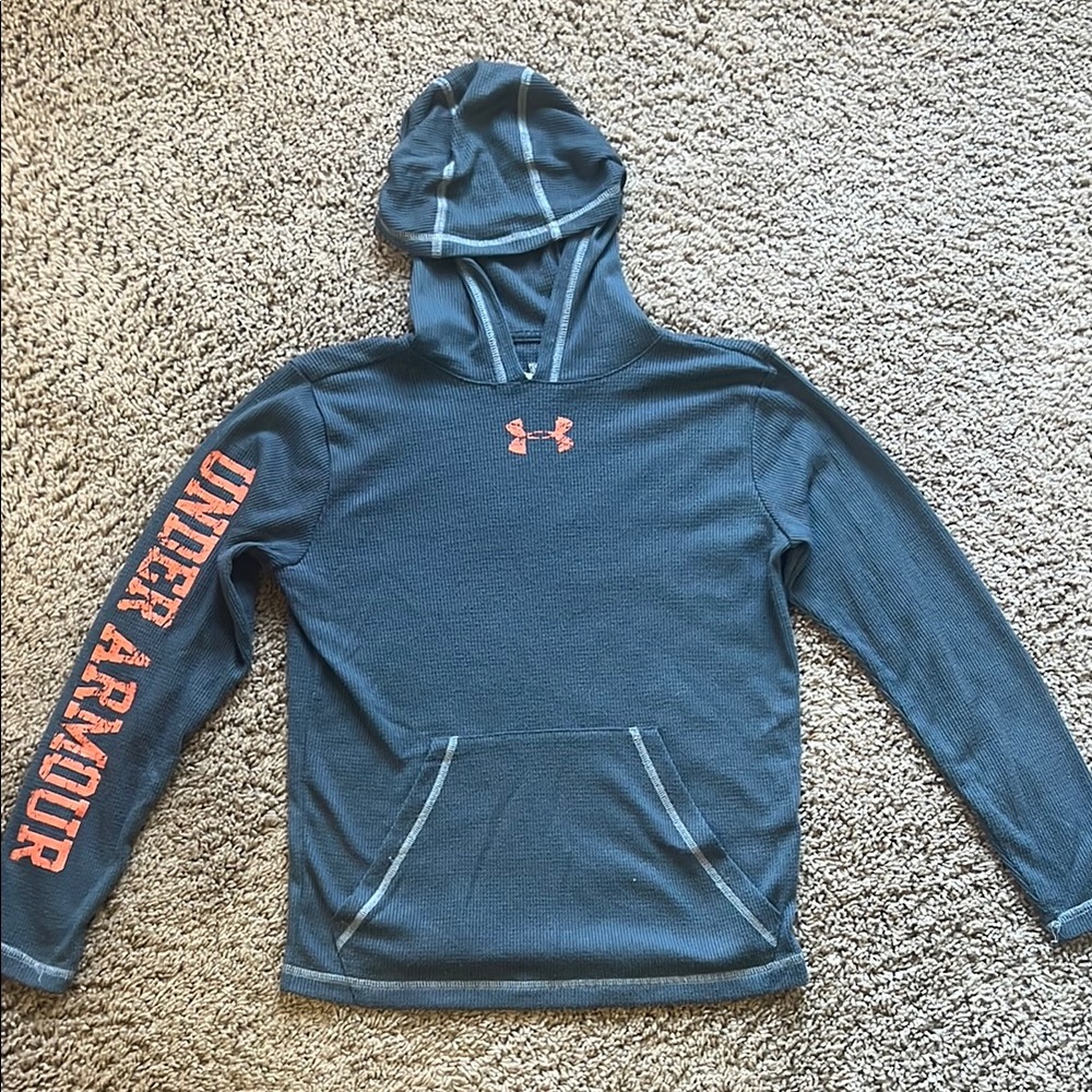Boys waffle hooded long sleeve tshirt size small